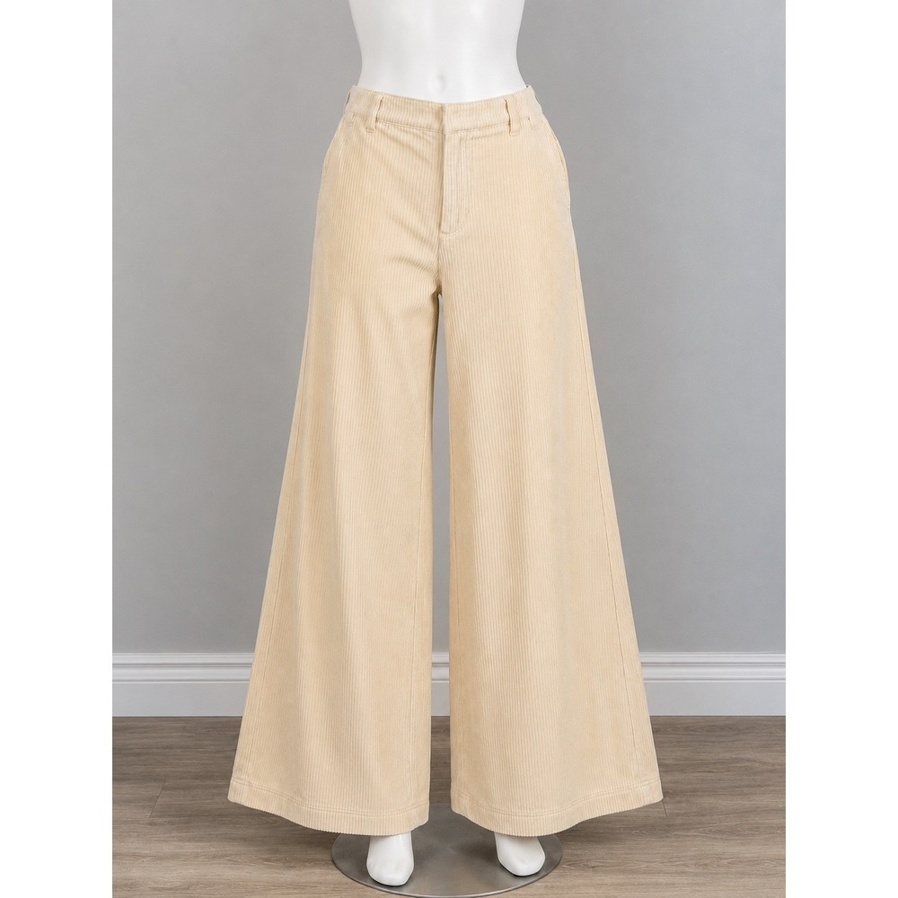 Universal Thread Cream Corduroy Wide Leg Pants High Rise Beige Size 4 NEW